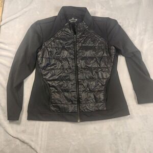 Southern Tide Josette Mixed Media Full Zip Athletic Jacket Black sz L